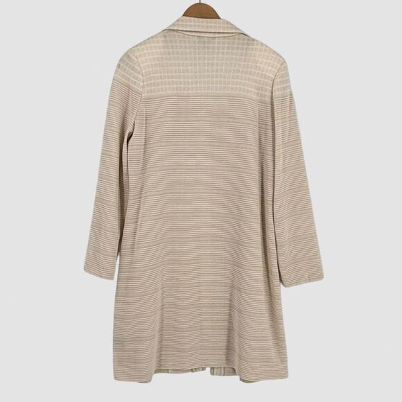 Misook Open Front Longline Textured Knit Jacket in Blush/Beige | Size Medium - Picture 3 of 7